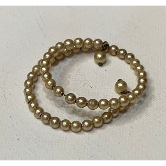 Vintage Pearl Wrap Bracelet Expandable Memory Wire Toddler Child Small - Picture 7 of 15